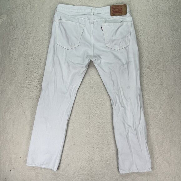 Levi's‎ 501 Jeans Men's Size 35 x 30 White Denim Button Fly Straight Leg - Picture 5 of 9